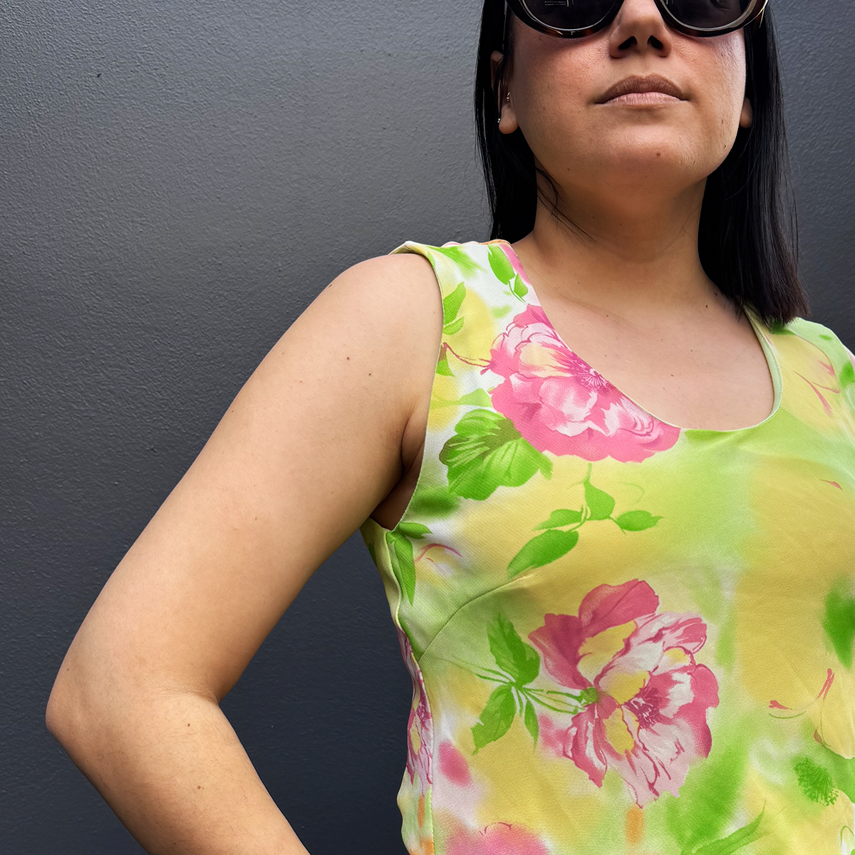 Top retro con estampado floral