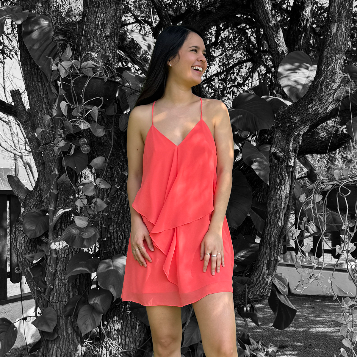 Vestido corto salmón