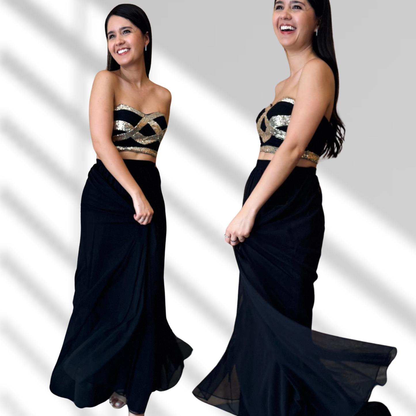 Vestido de noche con crop top