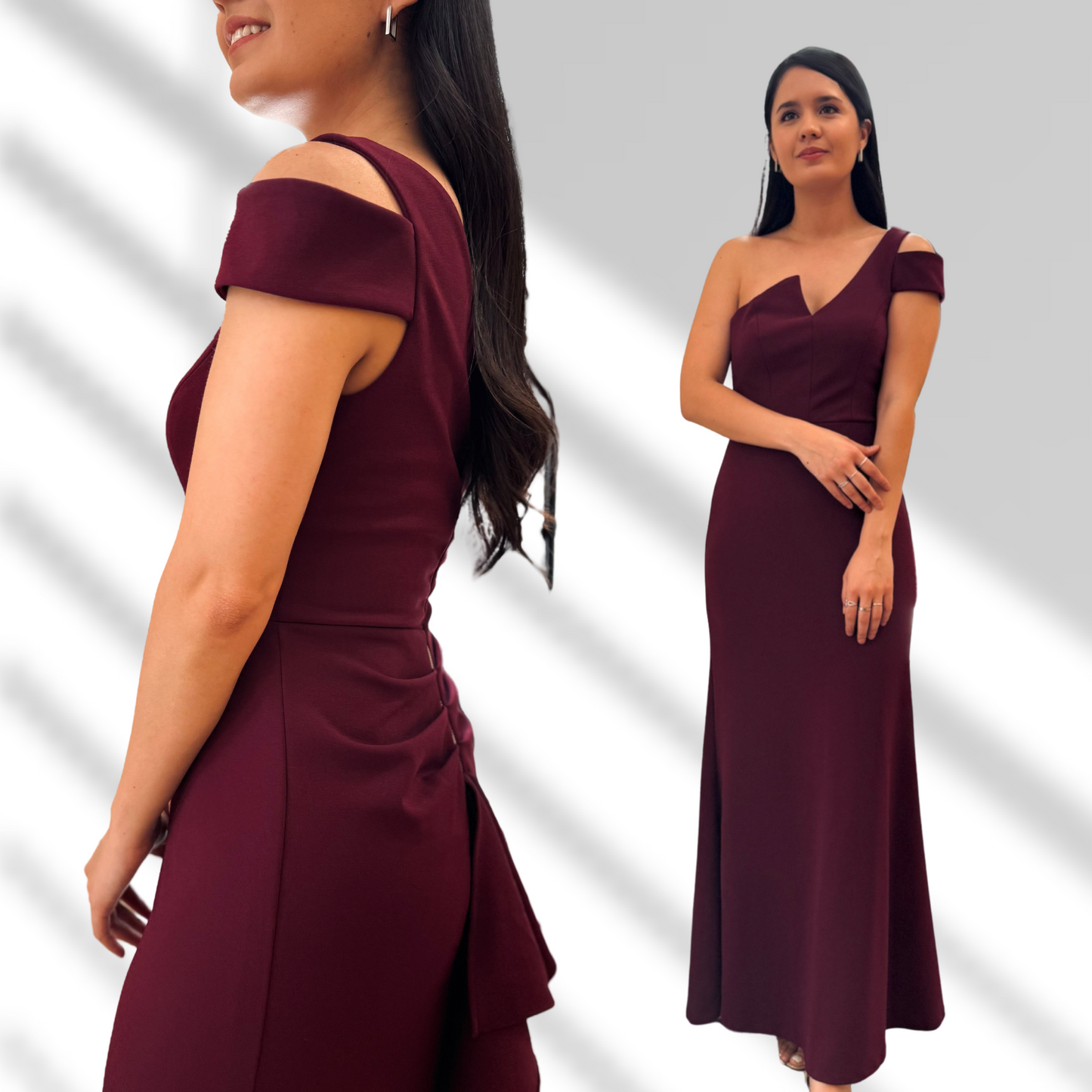 Vestido largo color vino