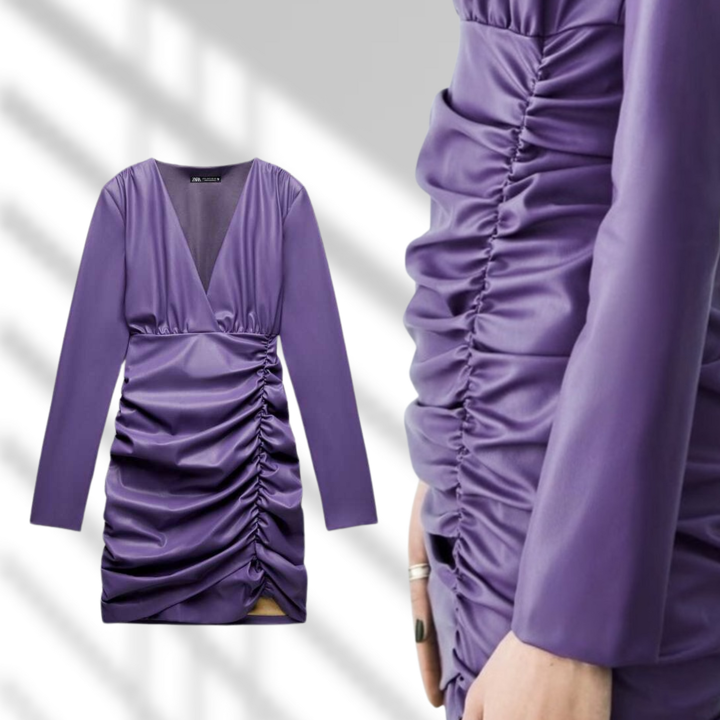 Vestido bodycon morado de piel sintética