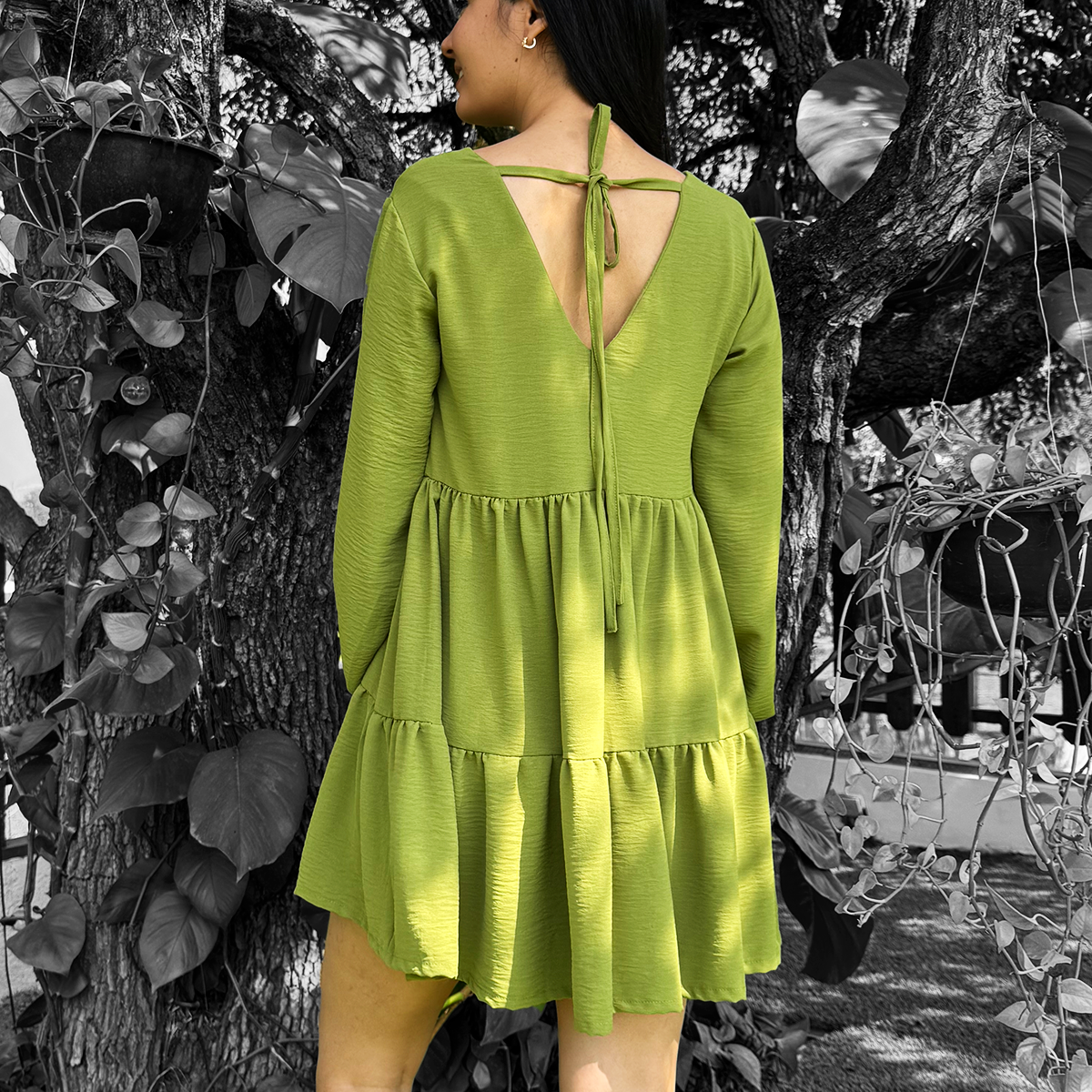 Vestido corto verde matcha