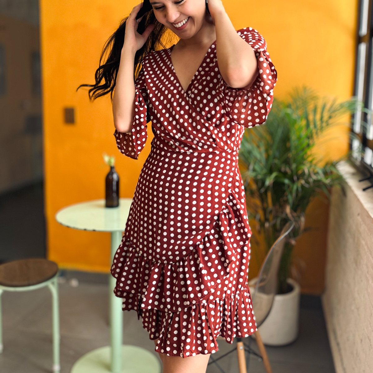 Vestido corto de lunares