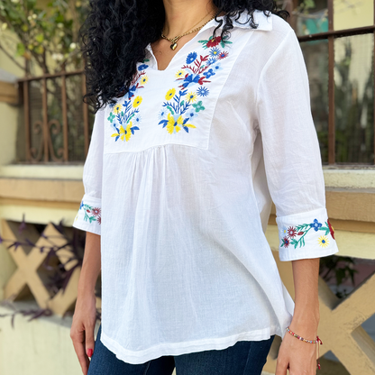 Blusa 3/4 estilo hippie fresco