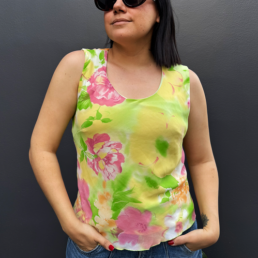 Top retro con estampado floral
