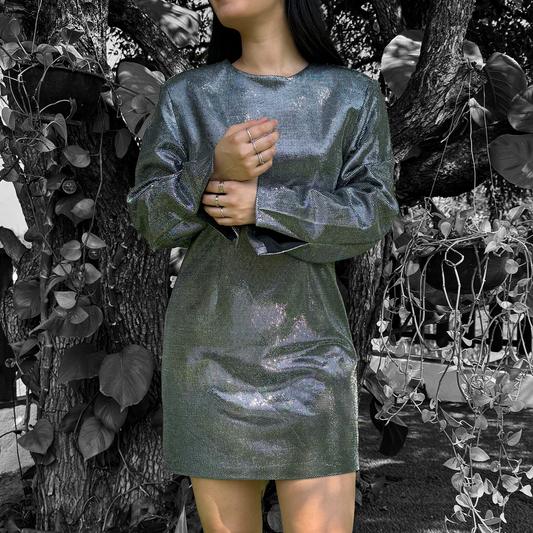 Vestido plateado de fiesta