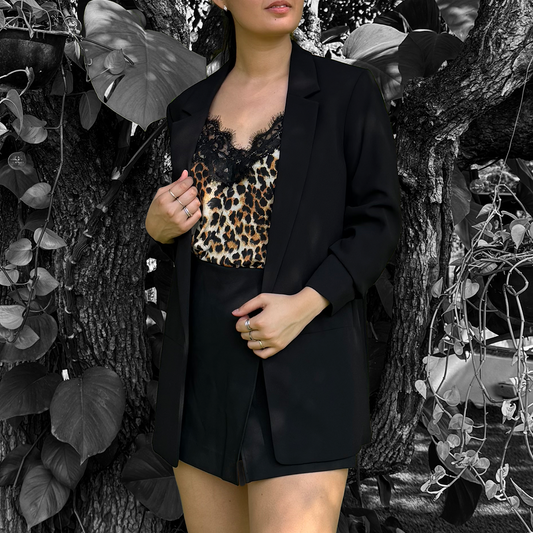 Saco negro 3/4 sin botones