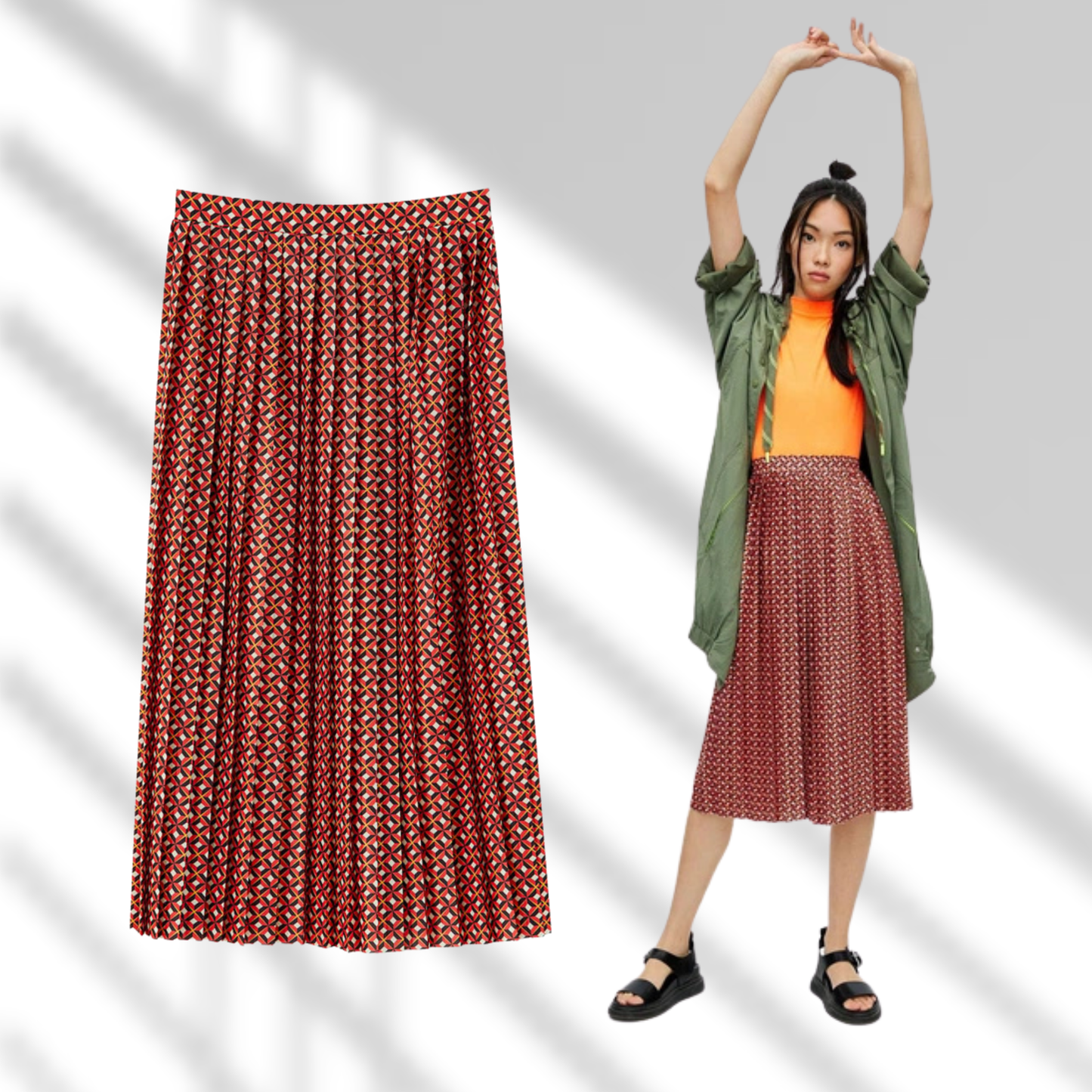 Falda midi estampado geométrico