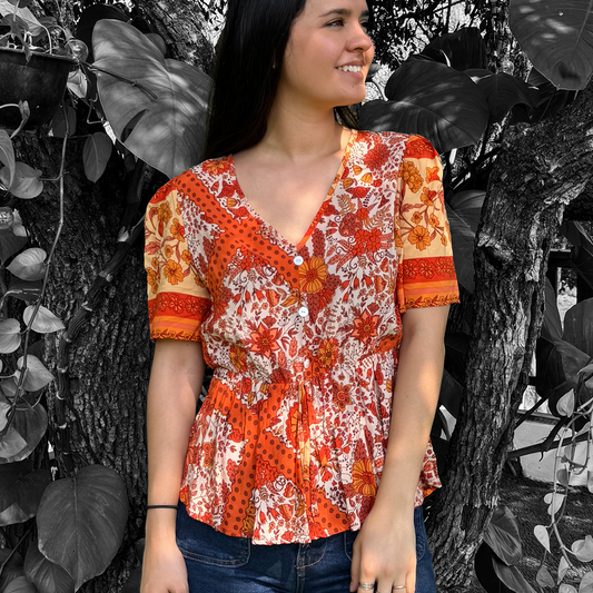 Blusa bohemia estilo peplum