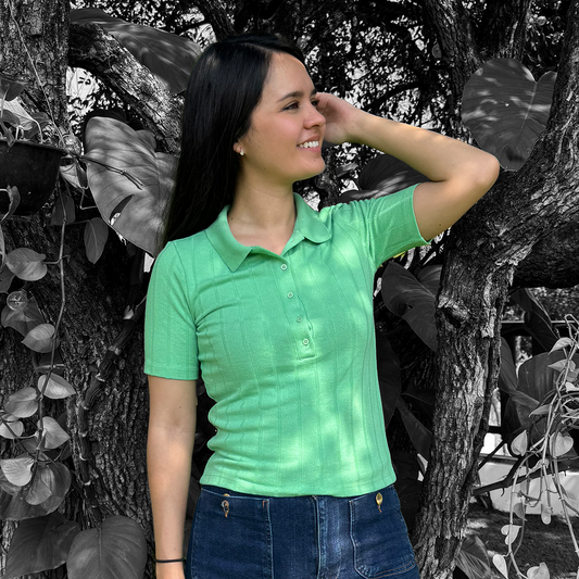Top tejido polo verde