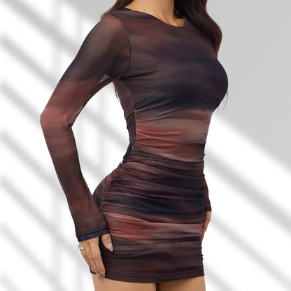 Vestido bodycon mesh de otoño