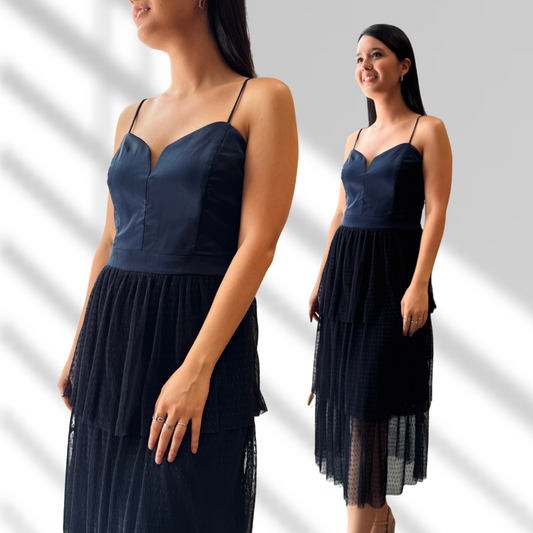 Vestido ilusión midi navy