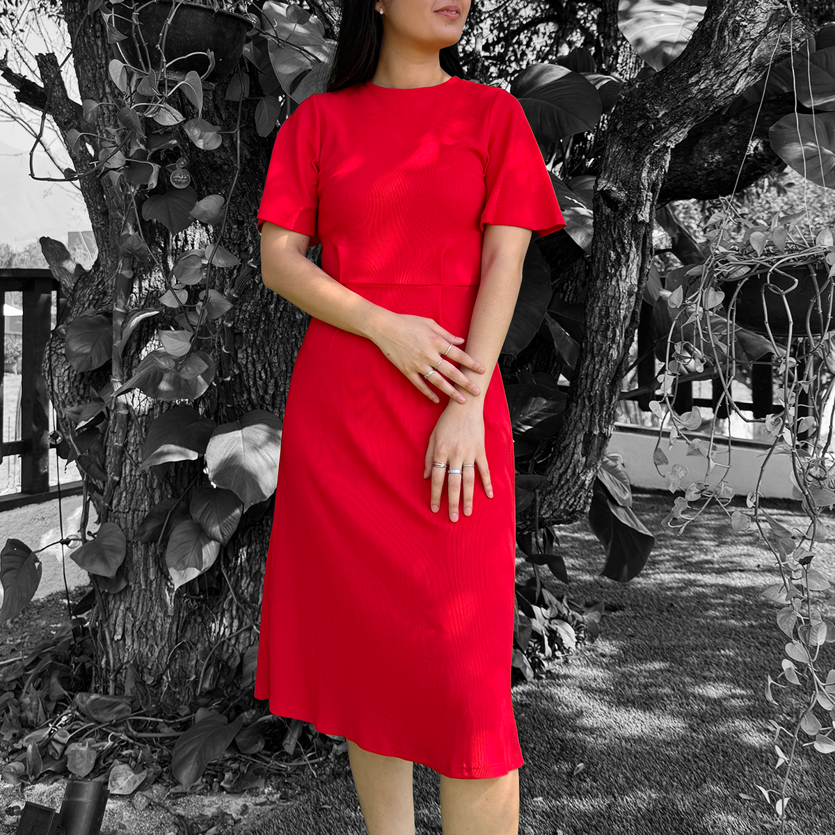 Vestido midi rojo