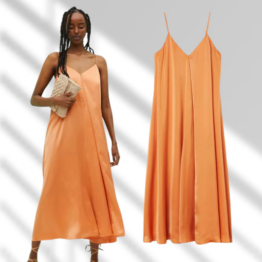 Vestido satinado de tirantes