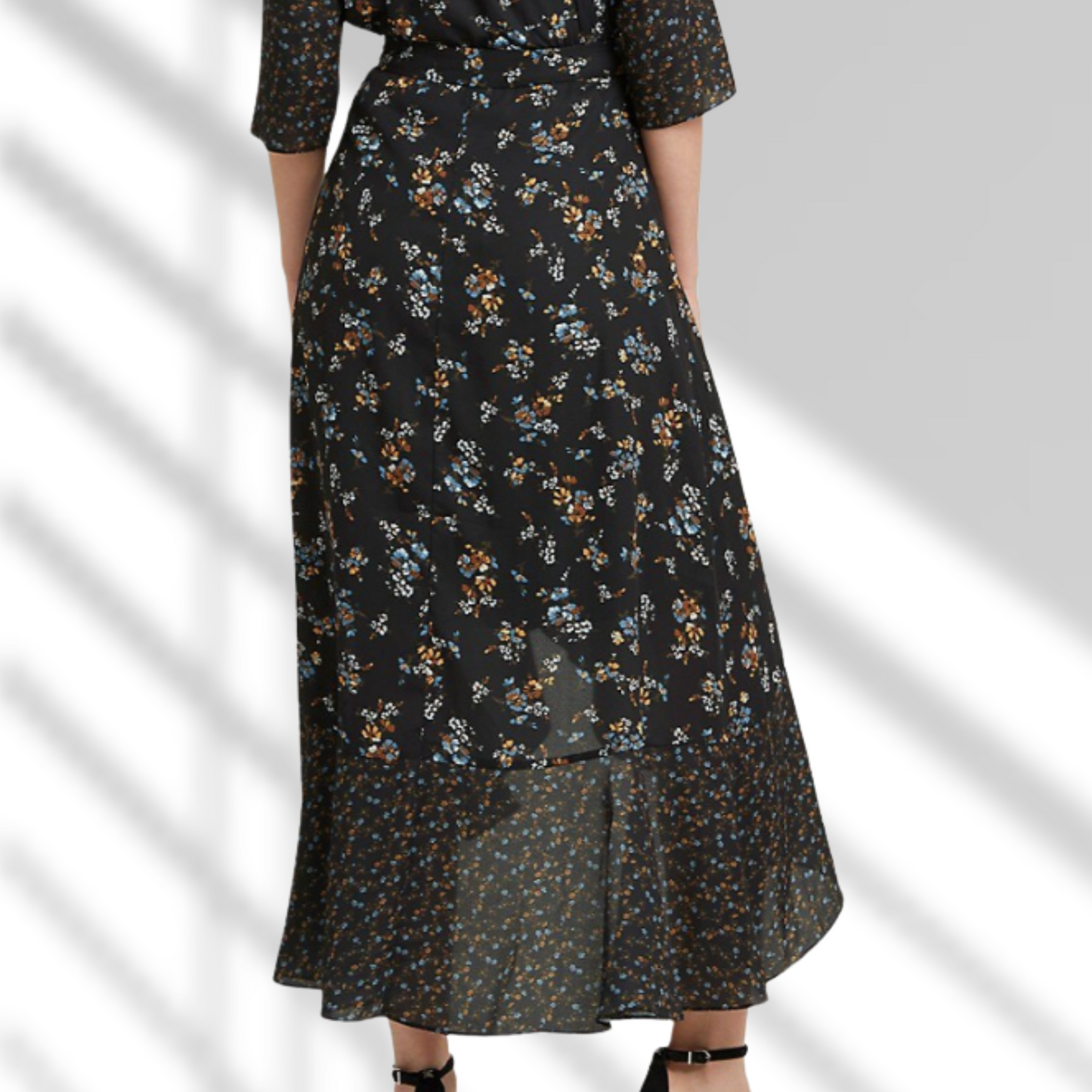 Falda midi elegante con flores