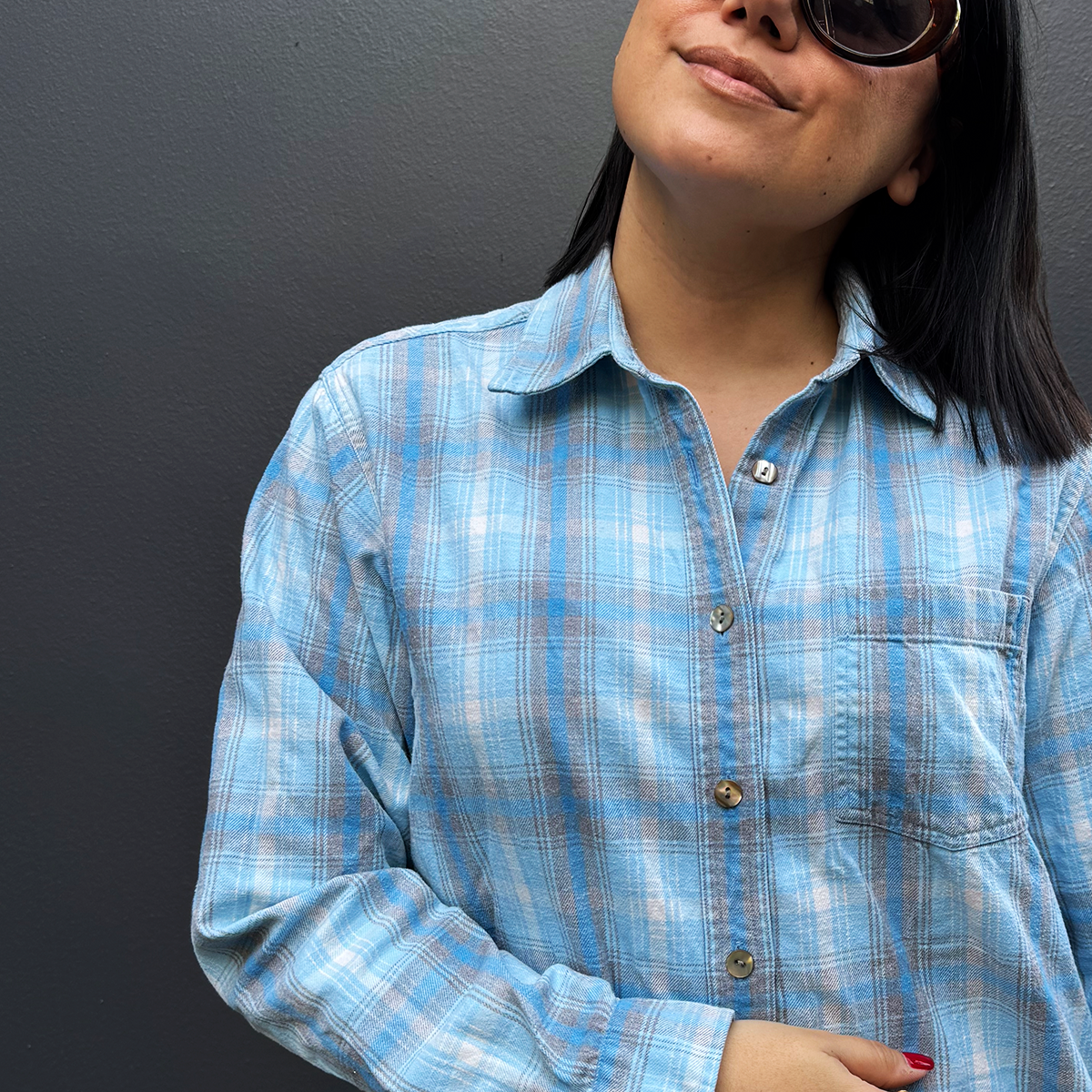 Camisa estilo leñador en tonos azules