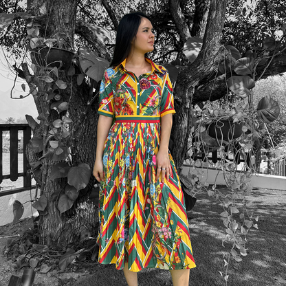 Vestido midi estampado de colores