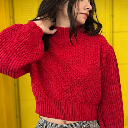 Sueter crop rojo vibrante